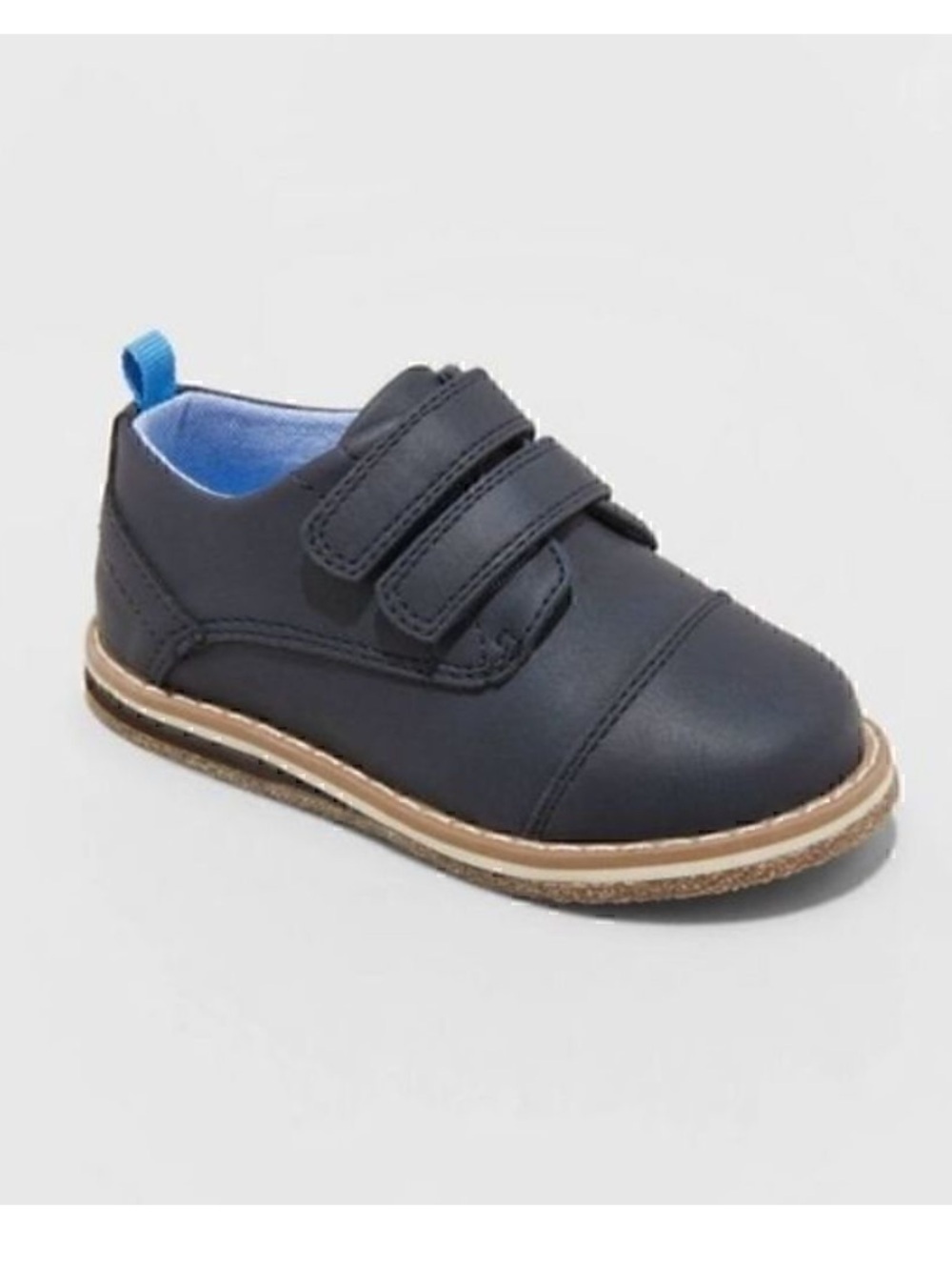 Cat & Jack Navy Blue Toddler Boy Dress Shoes with Tan Trim Size 6